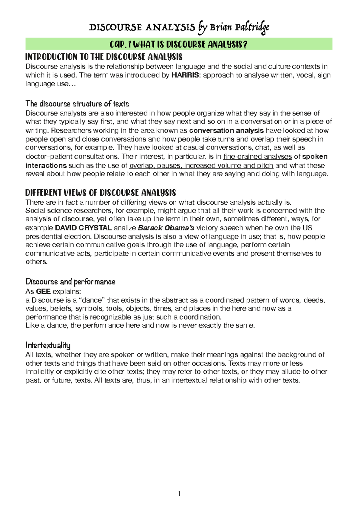 Discourse Analysis Overview: Key Concepts and Theories (ENG 101) - Studocu