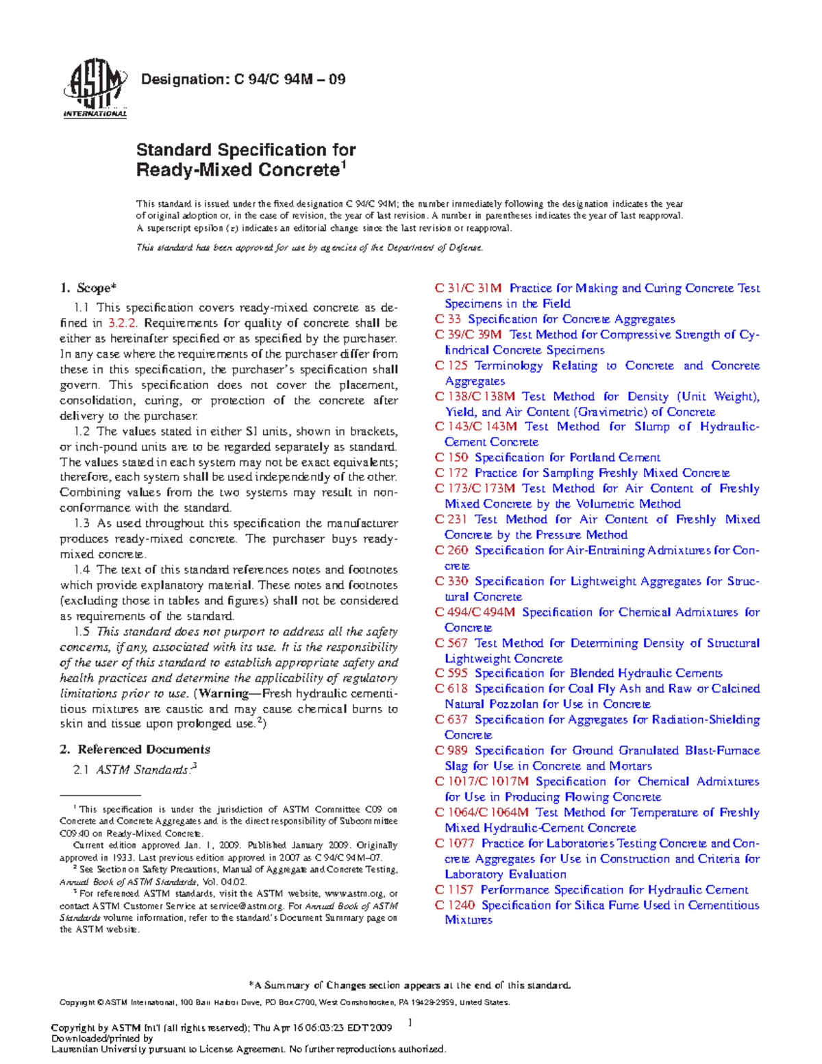 estandar Astm C94 para comcreto premezclado en ingles - Designation: C ...
