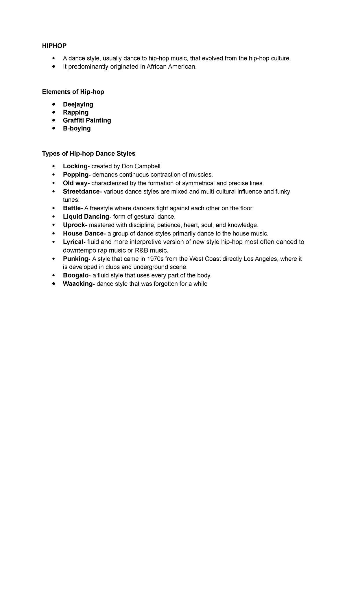 HIPHOP 101: Finals Class Notes on Dance Styles and Elements - Studocu