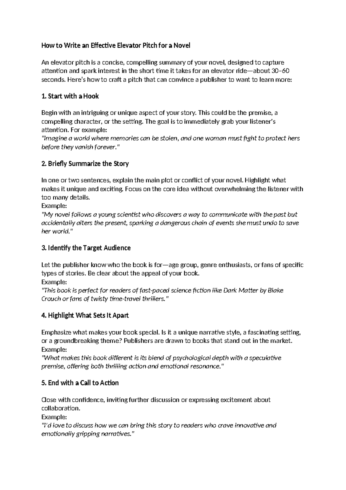 Crafting an Engaging Elevator Pitch for Your Novel - Studeersnel