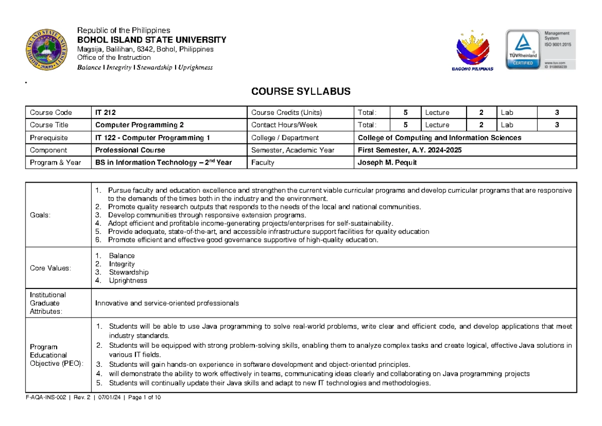 Syllabus for CS 422: Server Management and Maintenance - Studocu