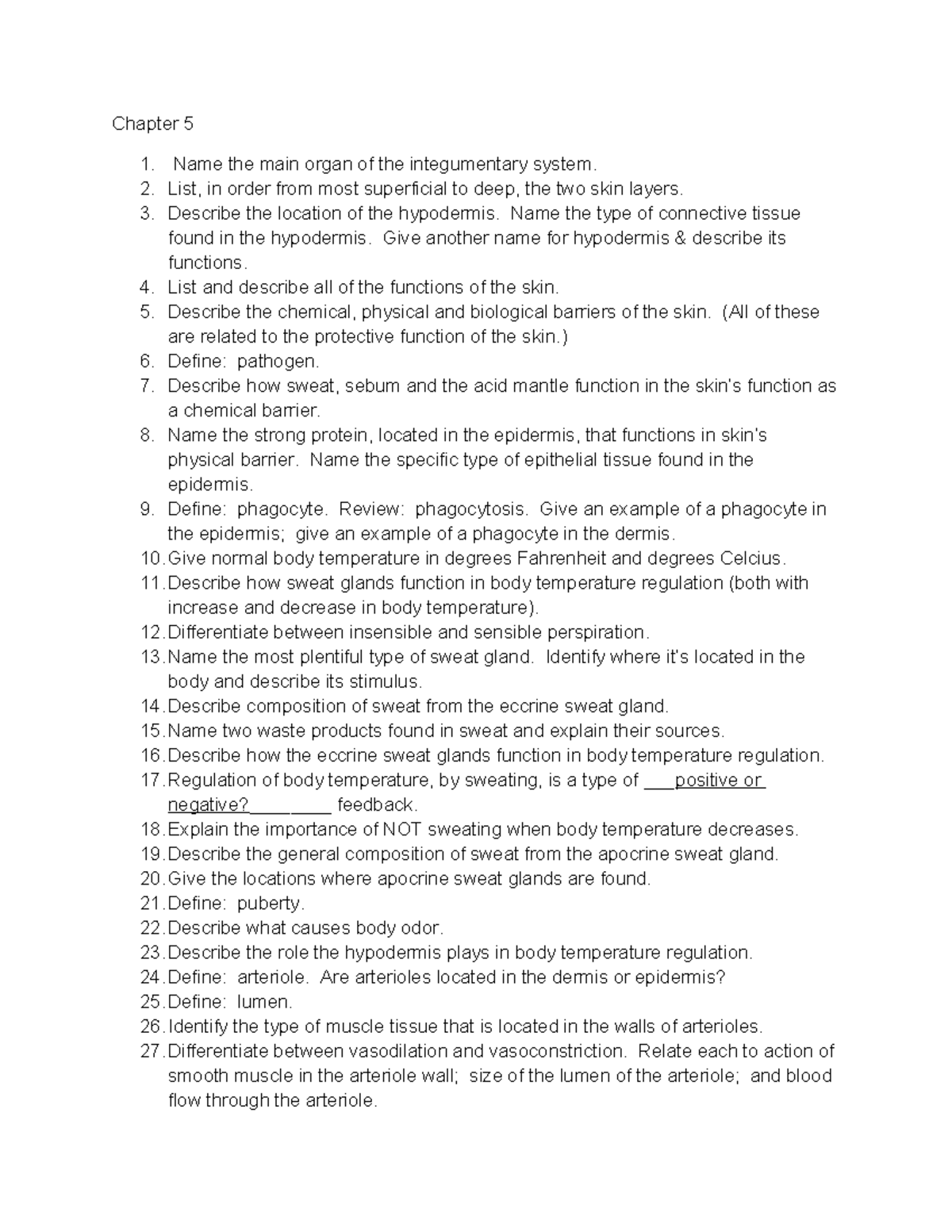 Bio 210 Study Guide: Key Concepts in Integumentary System - Chap. 5 ...