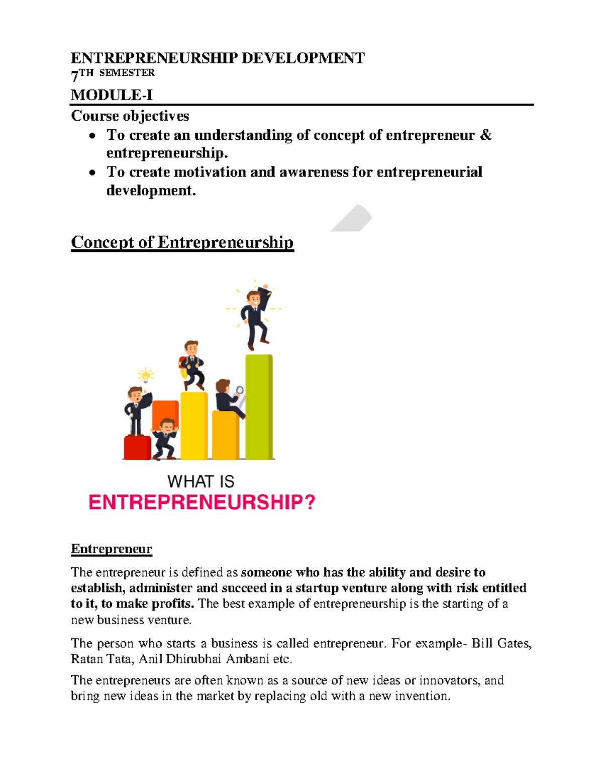 ED 1ST MOD - Module I: Understanding Entrepreneurship and ...