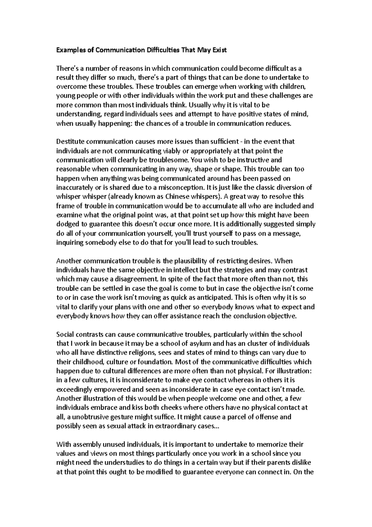 Communication Difficulties in Diverse Settings: Insights and Solutions ...