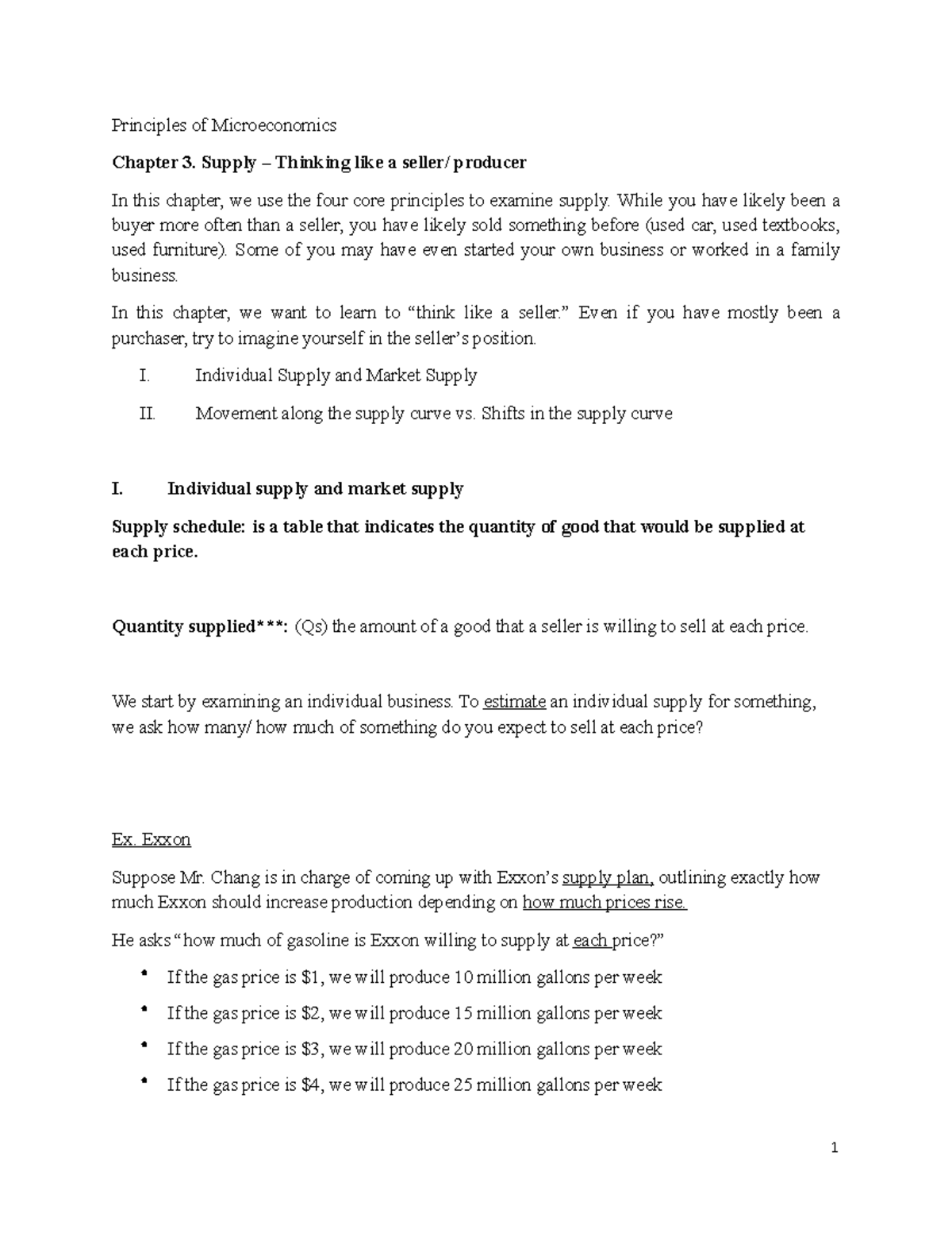 Microeconomics Principles: Chapter 3 - Supply Analysis for Exxon - Studocu