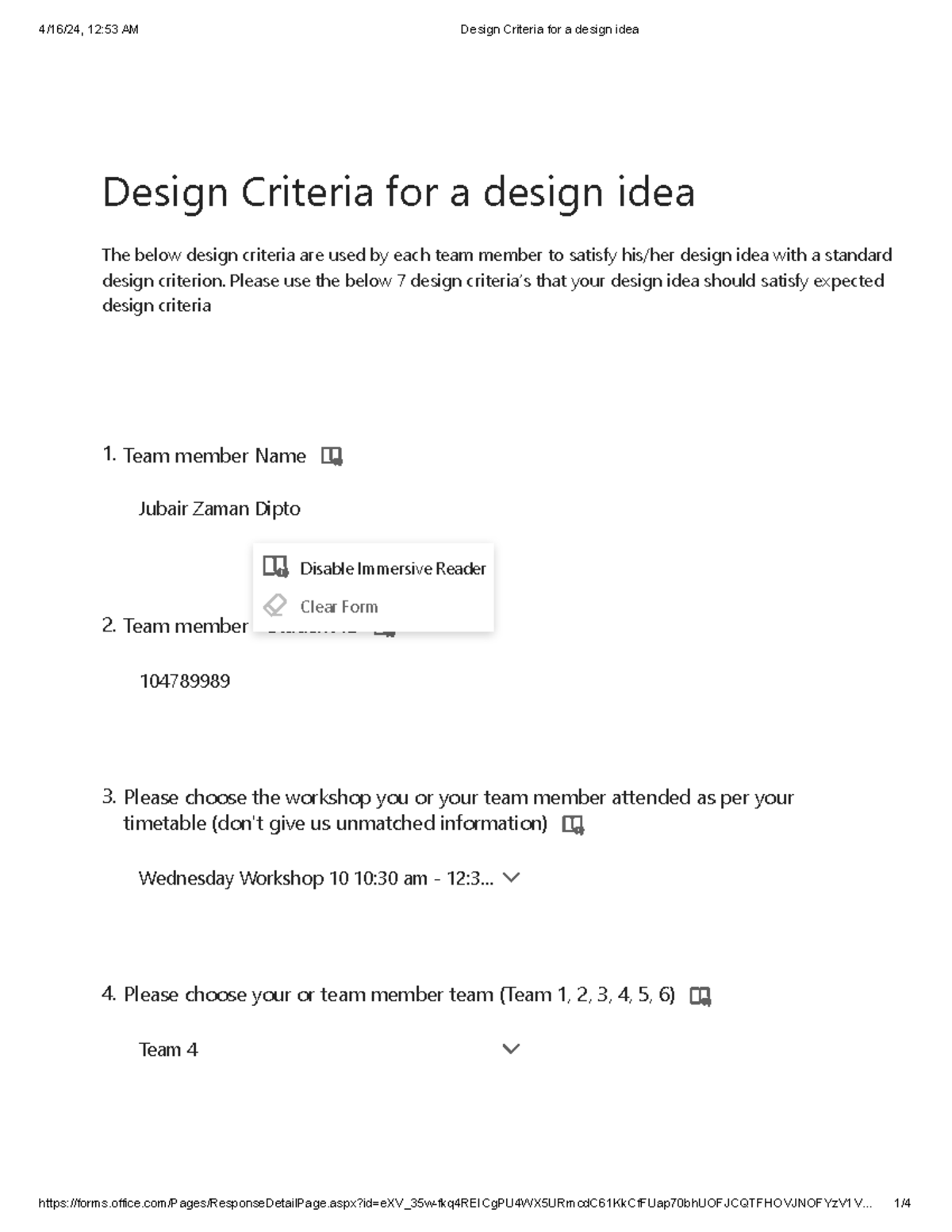 Design Criteria Report for Design Idea 1 - Workshop 10:30 AM - Studocu