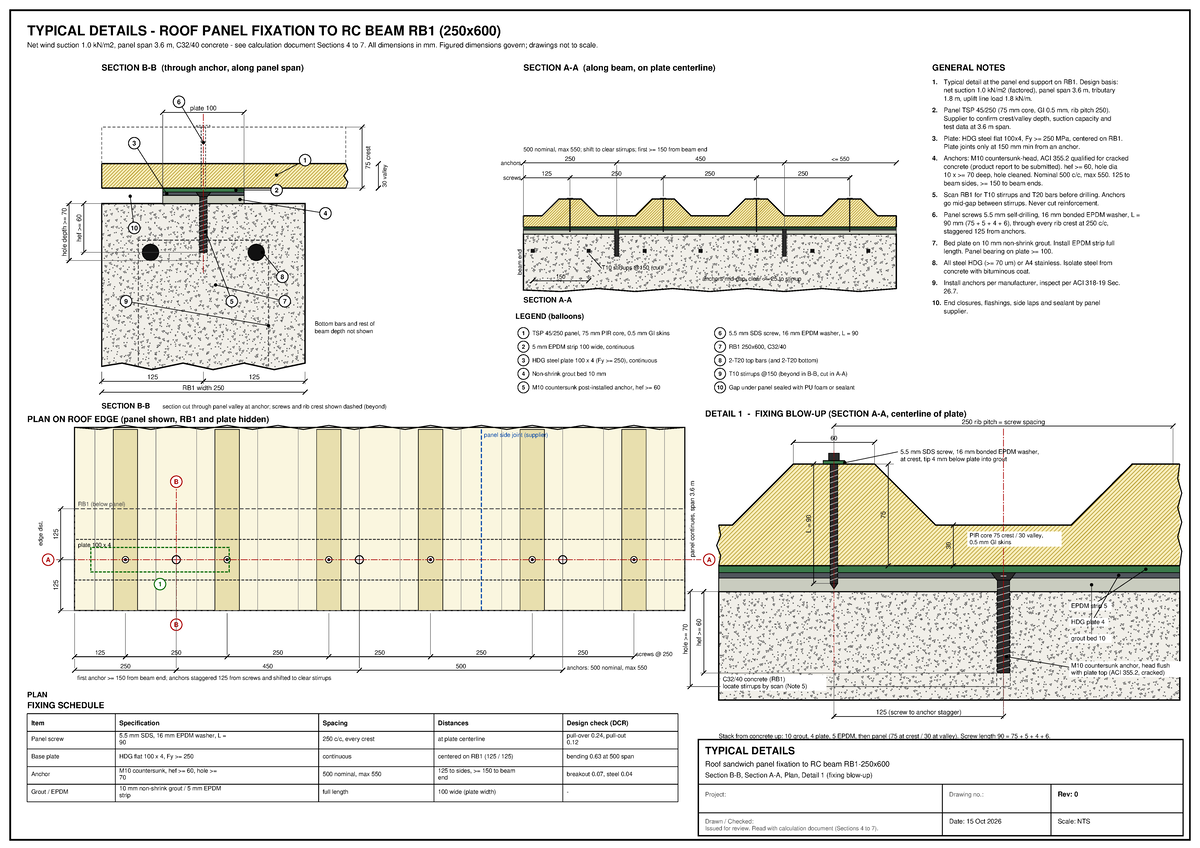 RB1 Panel Fixation Typical Details for Roof Sandwich Panels - Studocu