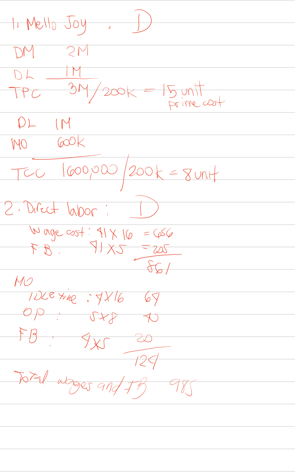 Ldkr - Direct Labor Calculation & Prime Cost Analysis - Studocu