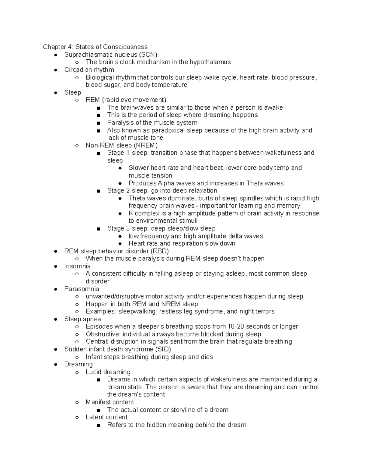 Exam 2 Study Guide - Consciousness, Sensation, and Learning Concepts ...
