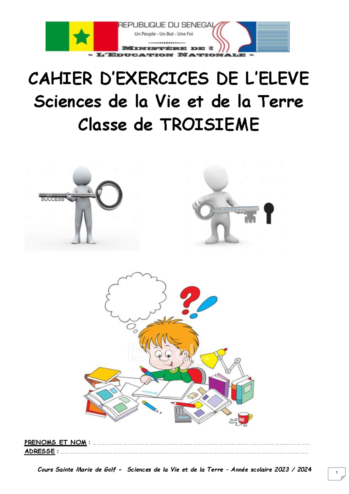 Cahier d'Exercices de SVT 3ème - Année Scolaire 2023-2024 - Studocu