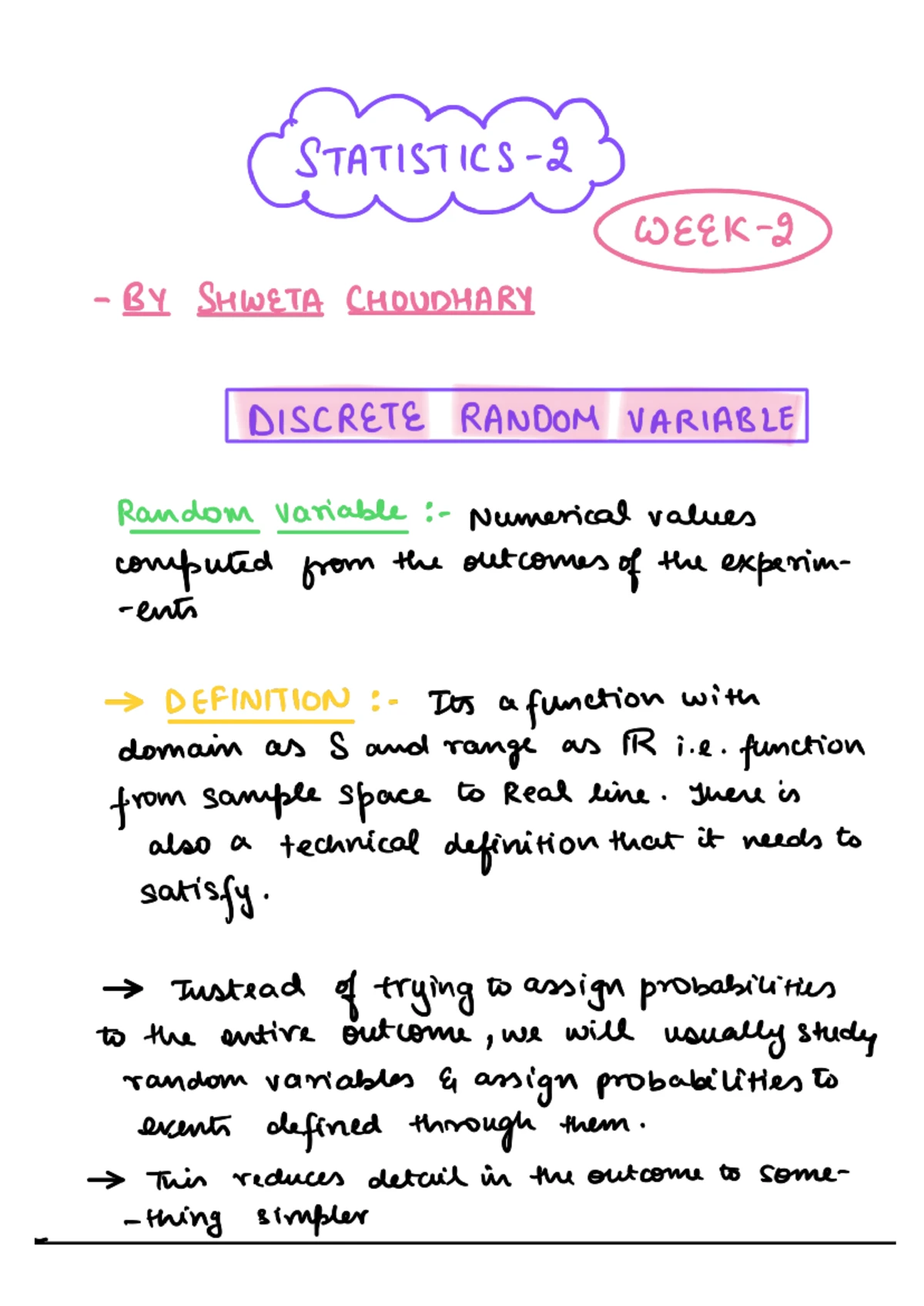 Week 10 - notes - Statistics for Data Science - 2 Week 10 Notes ...