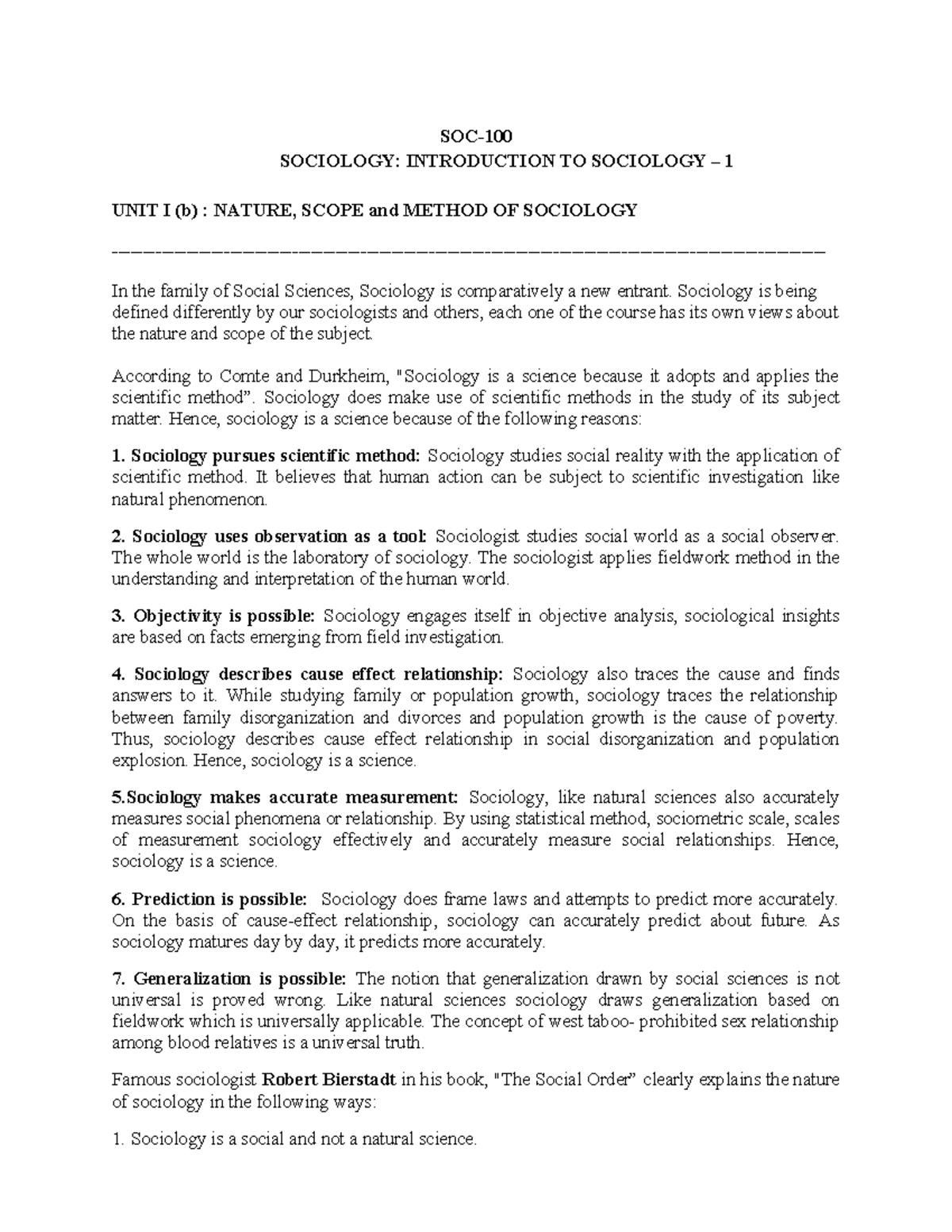 SOCIOLOGY 101: Nature, Scope, and Method of Sociology Explained - Studocu