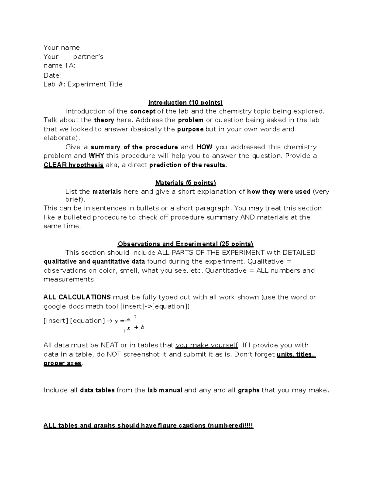 Lab Report Expectation/Outline - Your name Your partner’s name TA: Date ...