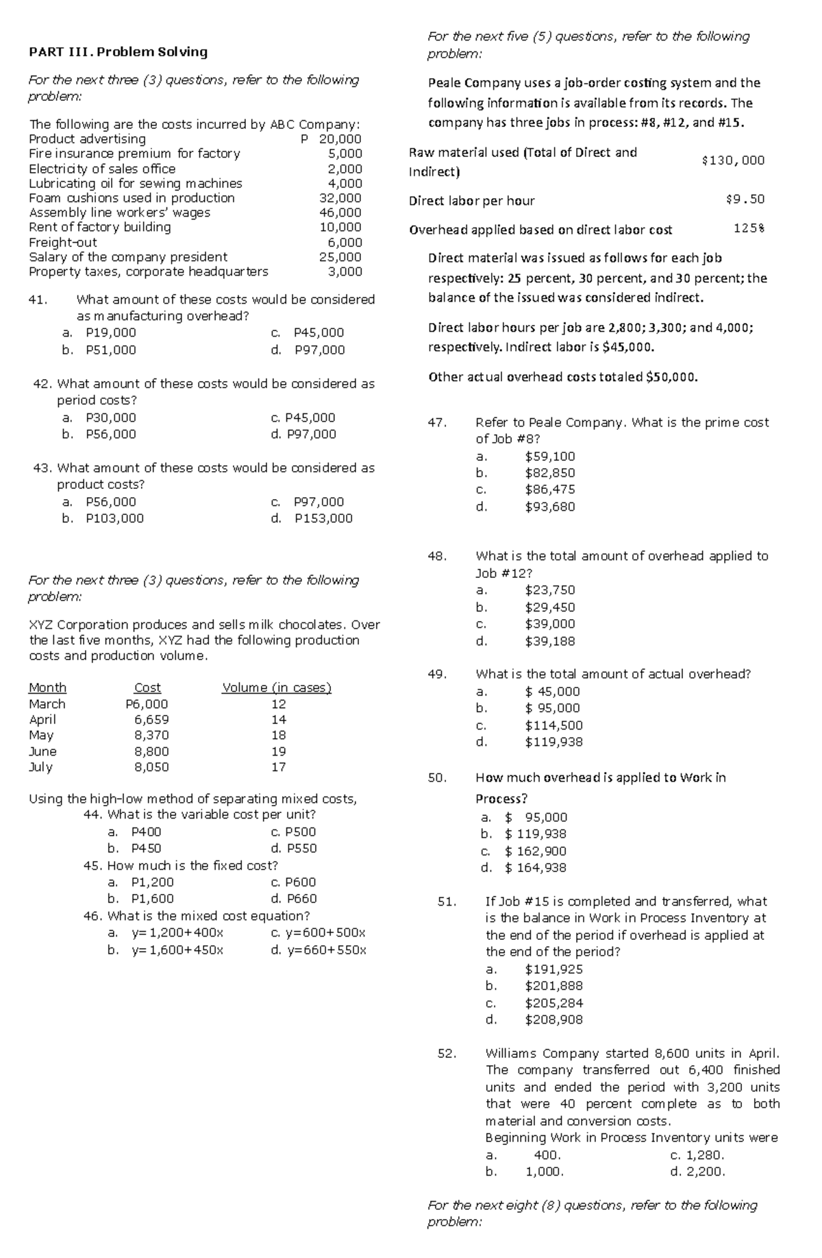 Cost Accounting Problem Solving Guide for ACC 101 Students - Studocu