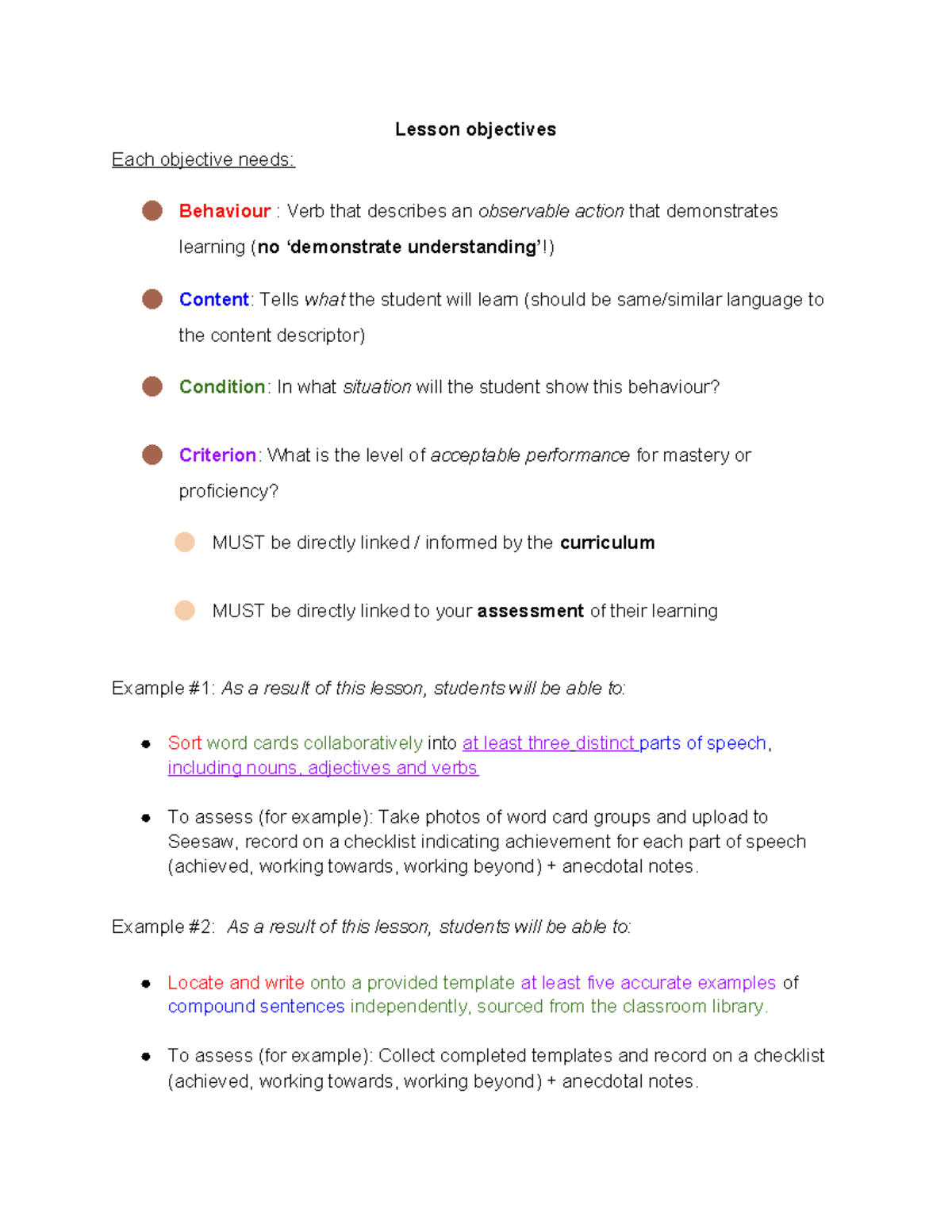 Lesson Objectives: Assessing Student Learning Outcomes - Studocu