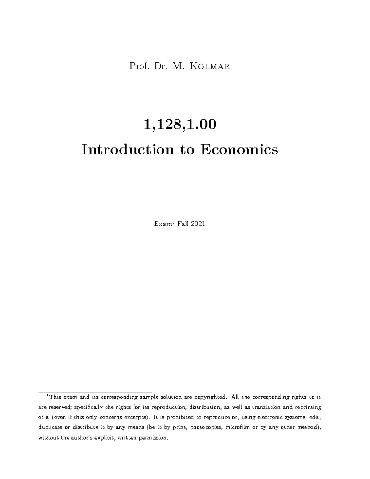 1,128,1.00 Introduction to Economics Exam 1 Solutions Fall 2021 - Studocu