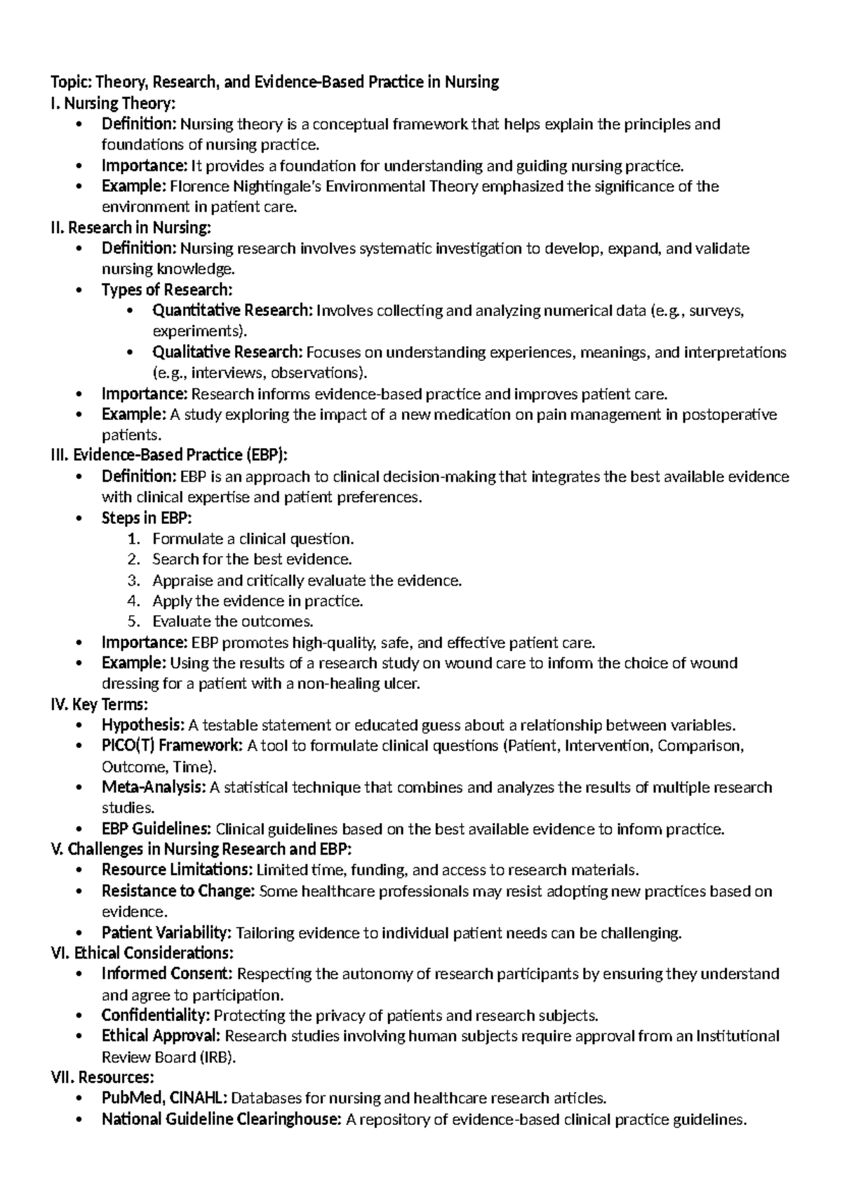 Chapter 2 Notes: Theory, Research & EBP in Nursing - Studocu