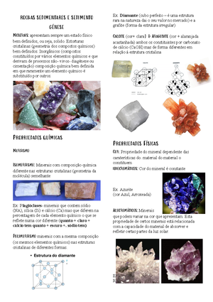 Resumo I 4- rochas sedimentares e mineralogia - Argila → Argilito ...