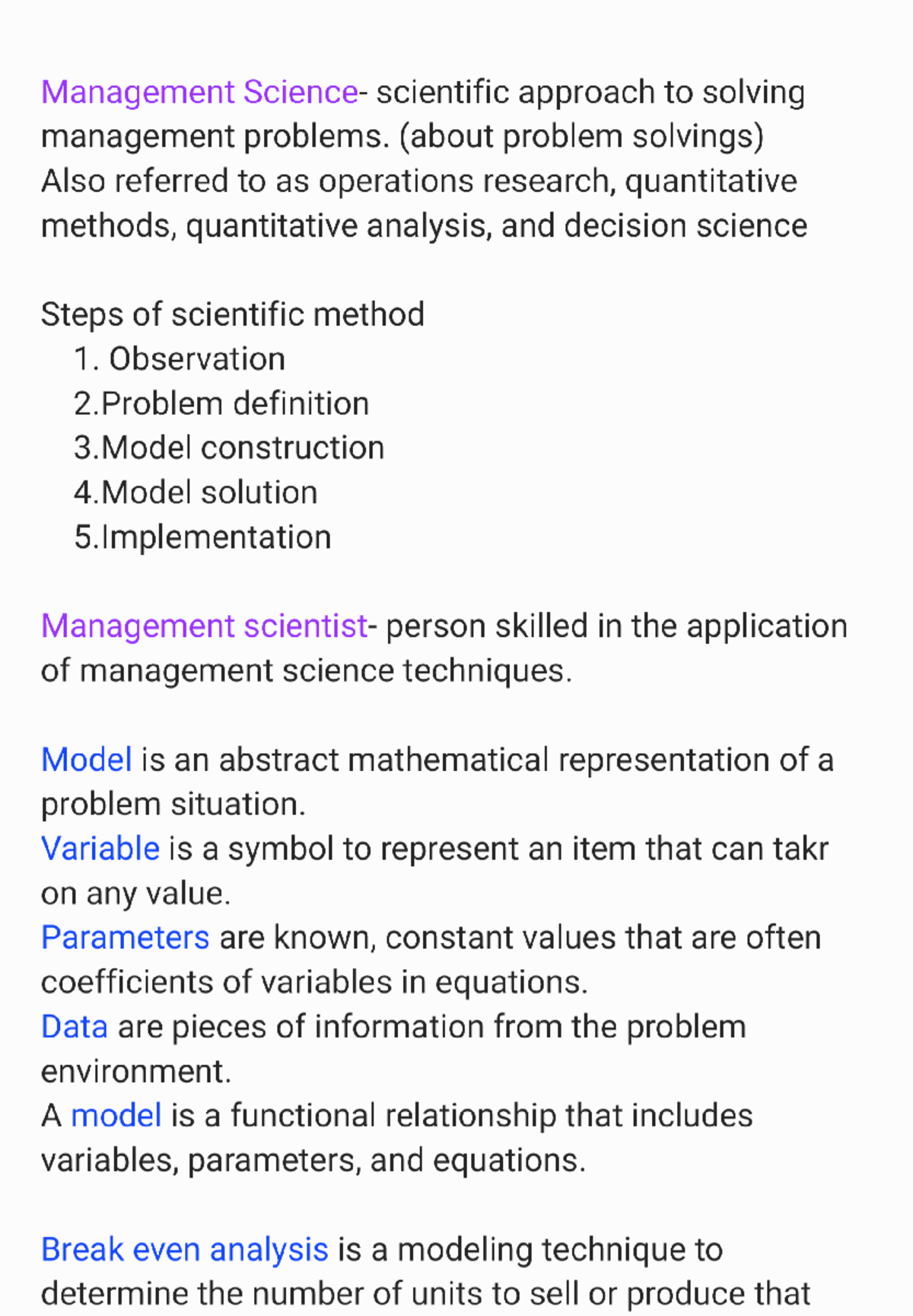 Notes on Management Science: Problem Solving & Operations Research ...