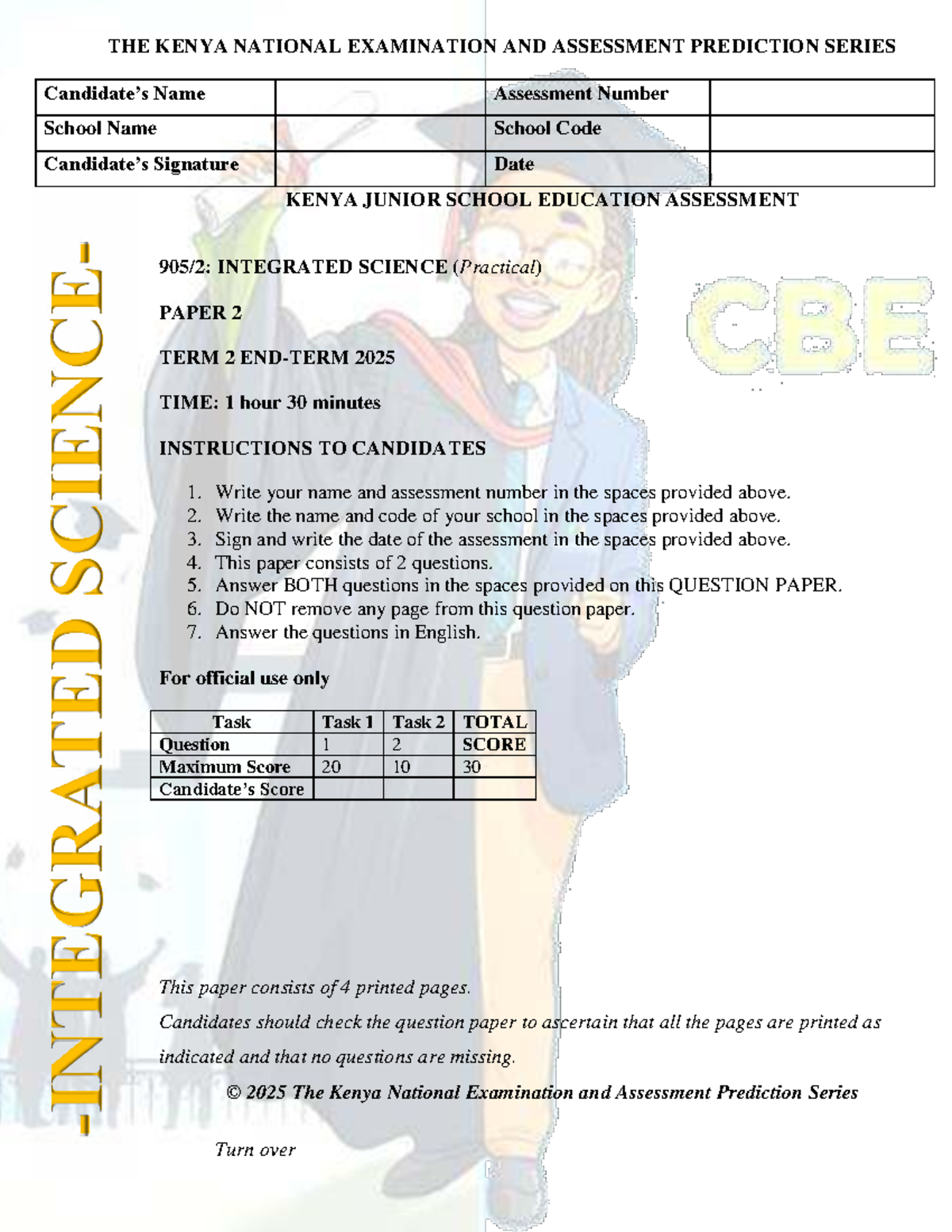 Grade 9 Integrated Science Practical Exam PP2 - Kenya 2025 - Studocu