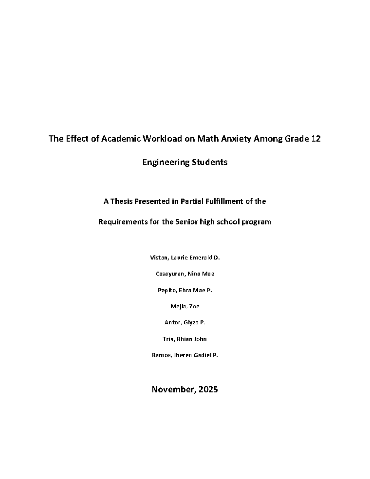 The Impact of Academic Workload on Math Anxiety in Grade 12 Engineering ...