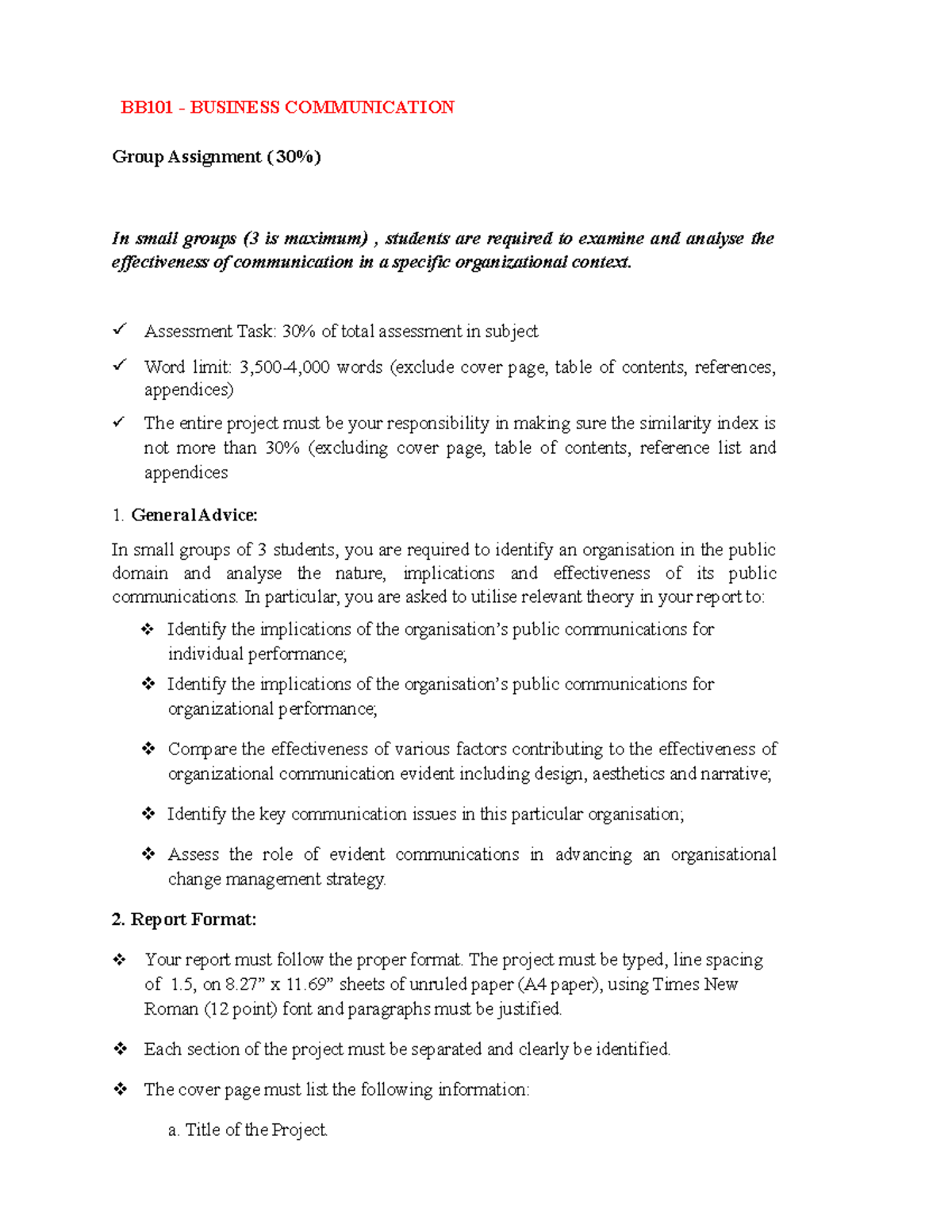 BB101-Group-assignment - BB101 - BUSINESS COMMUNICATION Group ...
