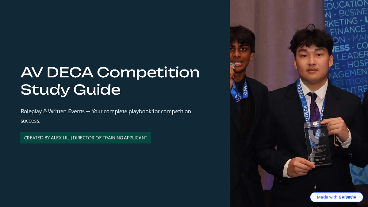 AV DECA Competition Study Guide: Roleplay & Written Events - Studocu
