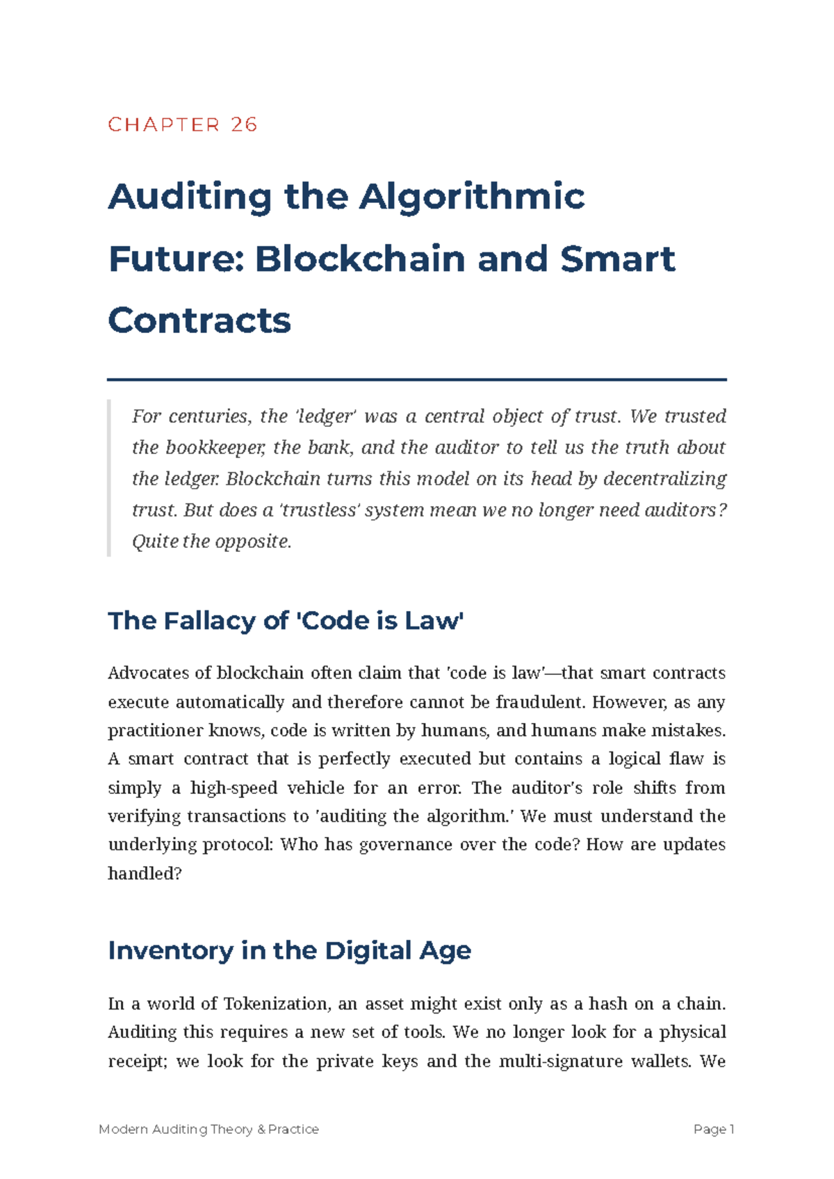 Chapter 26: Auditing the Algorithmic Future - Blockchain & Smart ...