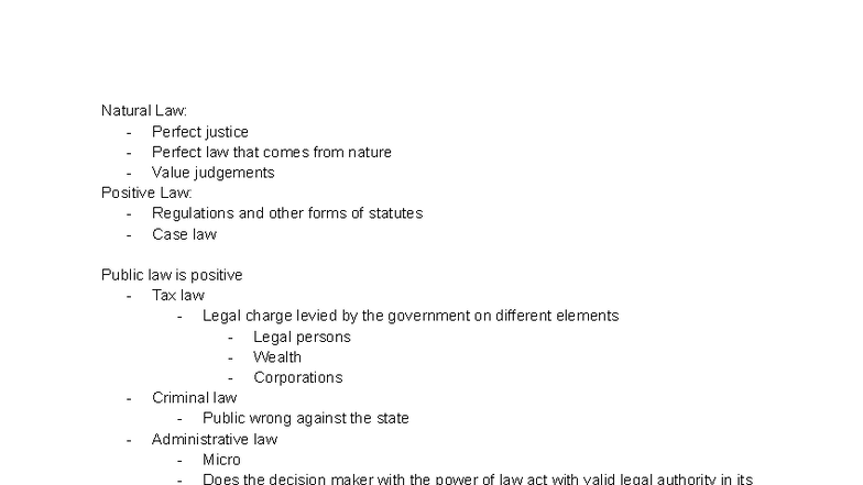 2501 Lecture 2 - Overview of Natural and Positive Law Concepts - Studocu