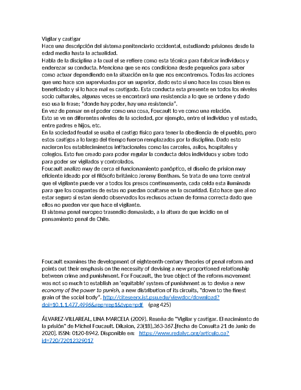 Vigilar y castigar - apuntes - Vigilar y castigar Hace una descripción ...