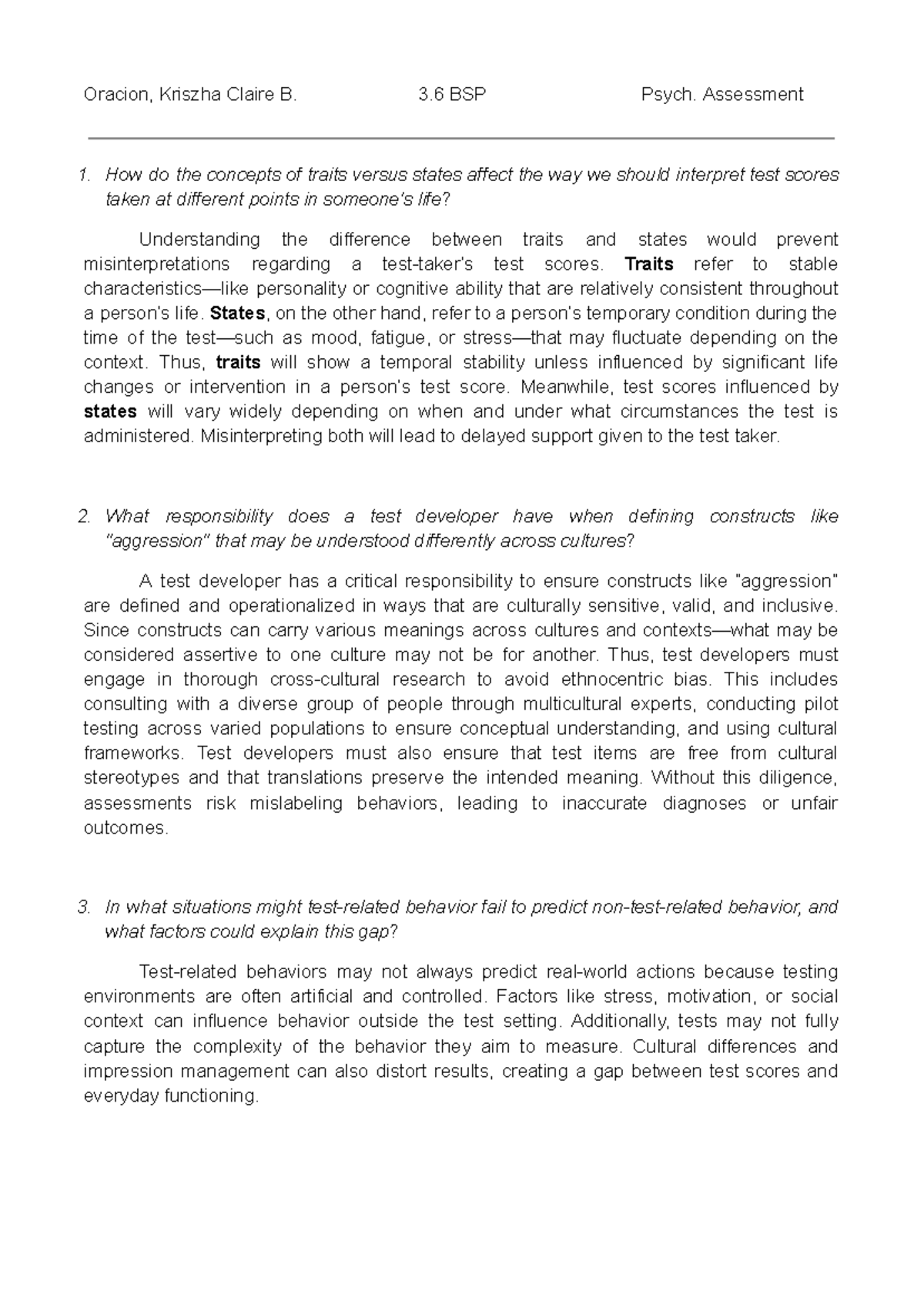 Psych. Assessment 3.6: Understanding Traits vs. States in Test Scores ...
