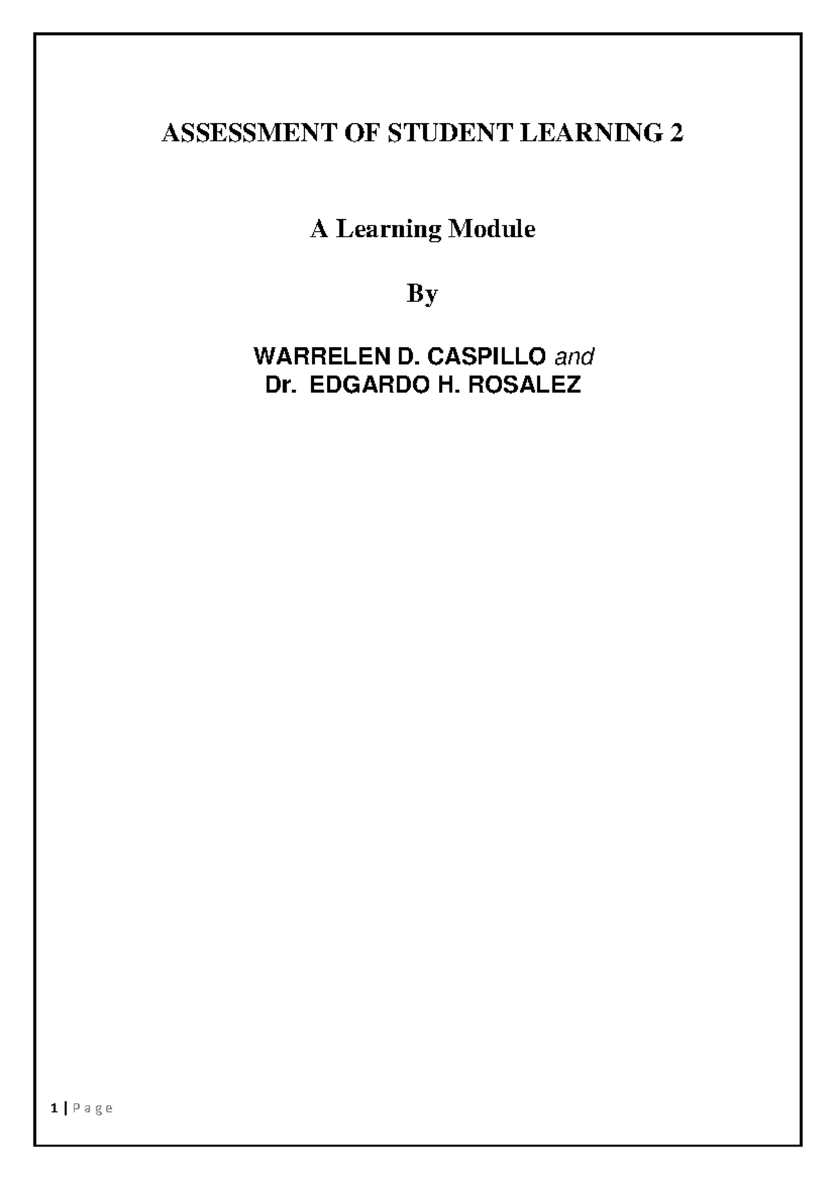 CPE106 Module: Authentic Assessment in Student Learning - Studocu