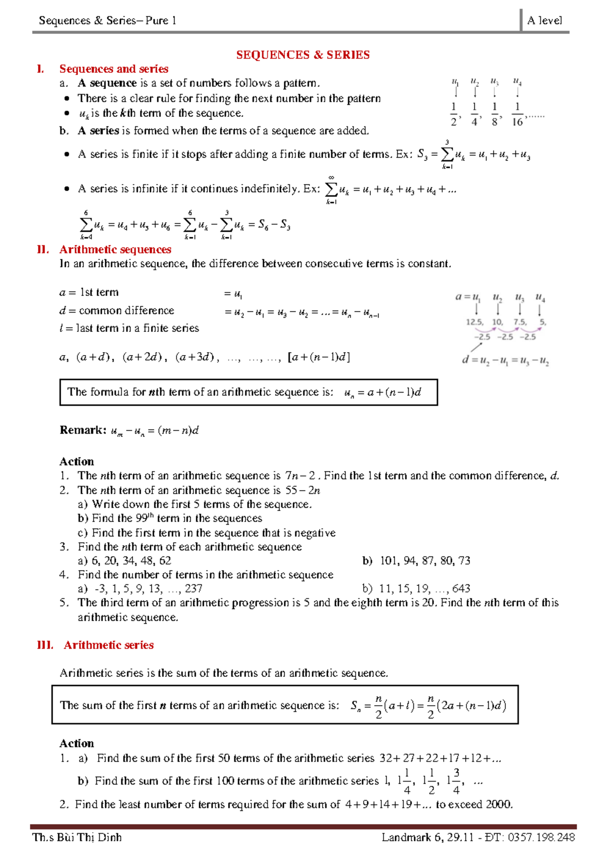 Pure 1 CIE Sequences & Series Final Exam Notes - Studocu