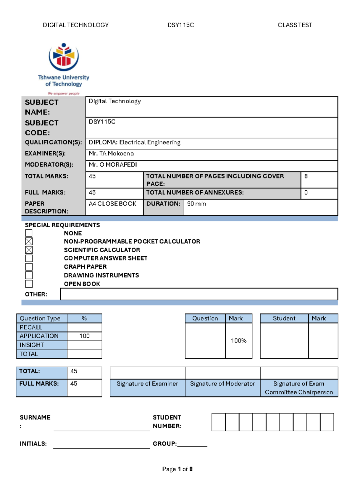 DSY115C Digital Technology Class Test 2023: Key Concepts & Questions ...