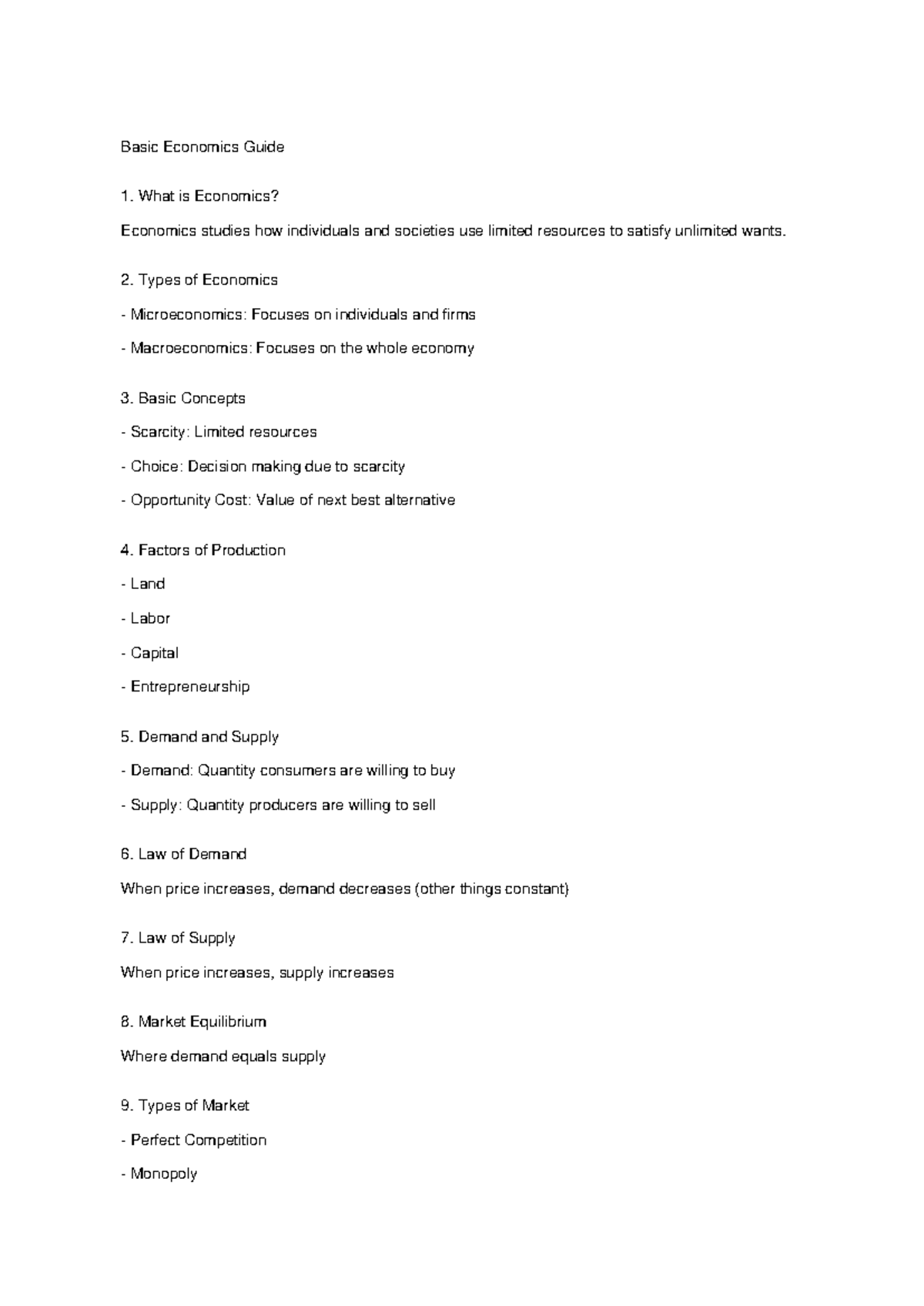Basic Economics Guide: Key Concepts and Principles - Studocu