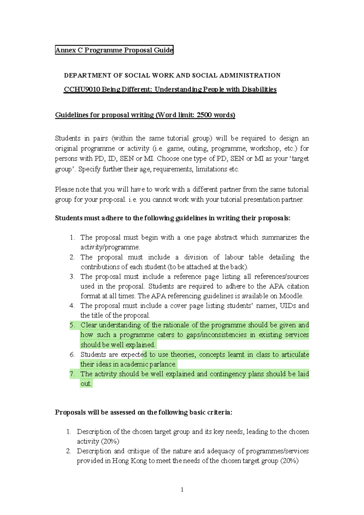 Annex C Programme Proposal Guide - 1 Annex C Programme Proposal Guide ...
