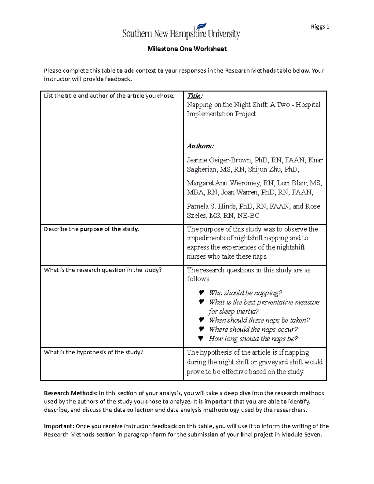 IHP 340 Milestone One Research Methods Analysis Worksheet - Studocu