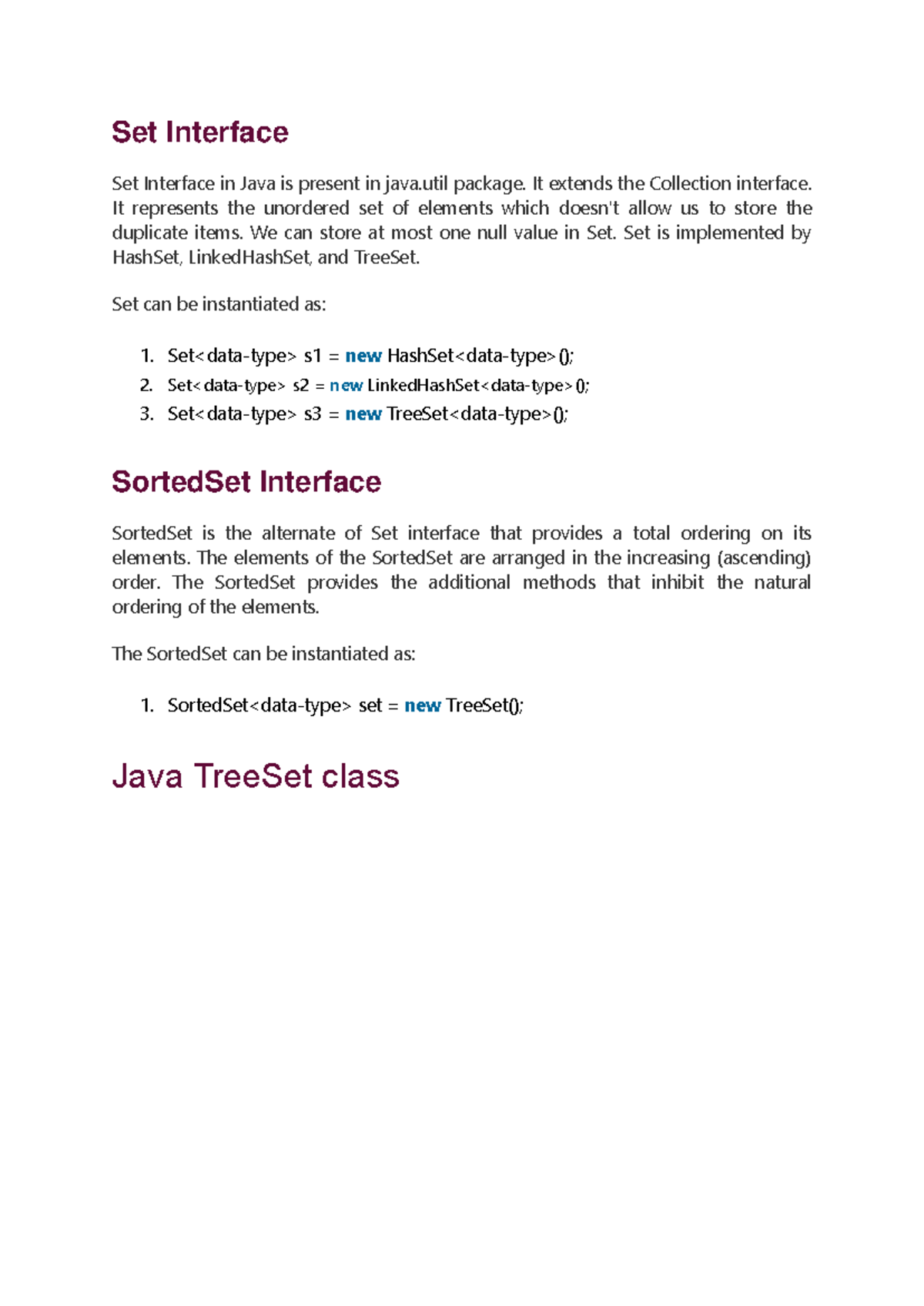 Unit 4 Java - It is a easy and understandable notes. - Set Interface ...