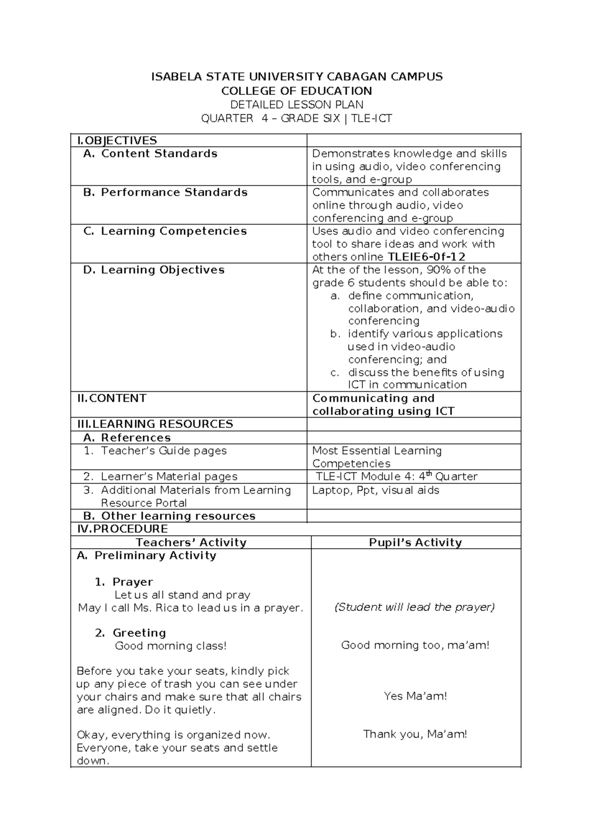 DLP IN Science 3 - Weather Identification Lesson Plan - Studocu