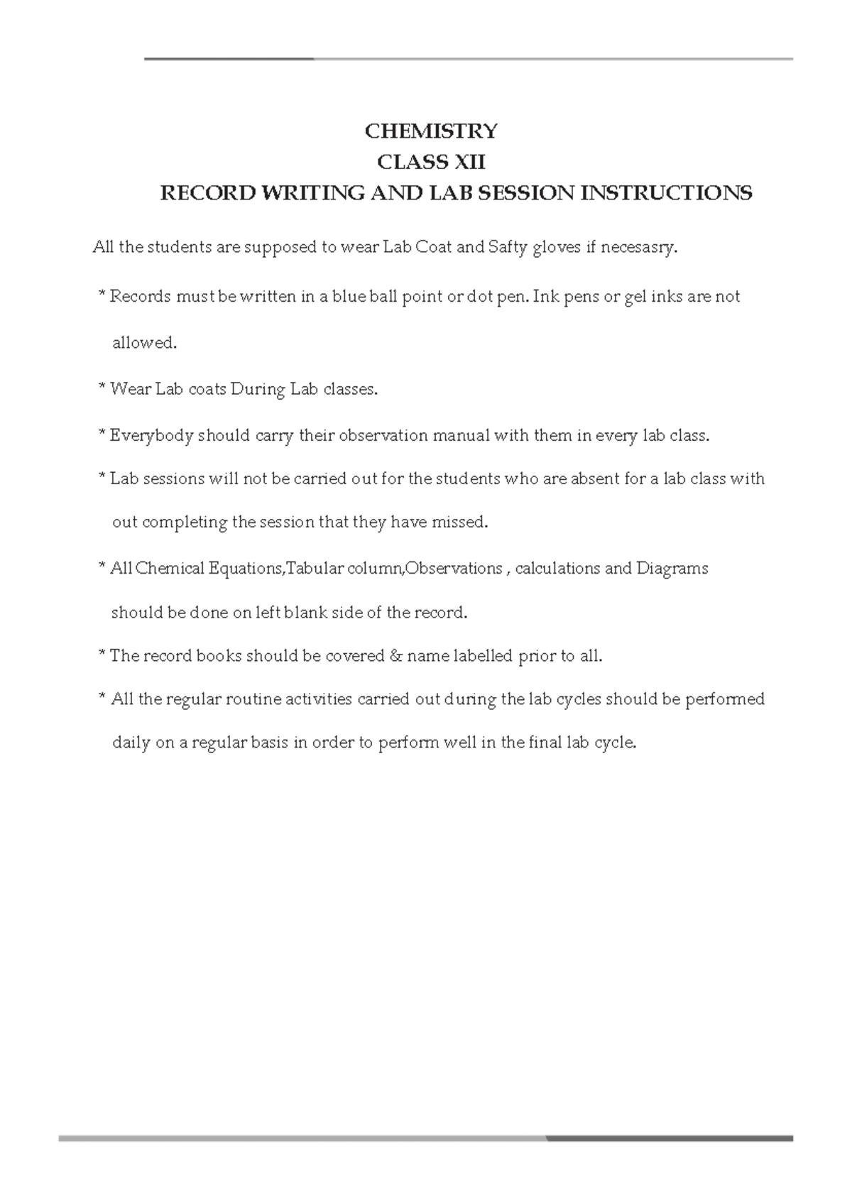 CHEMISTRY CLASS XII LAB RECORD WRITING & PRACTICAL EXAM GUIDELINES ...