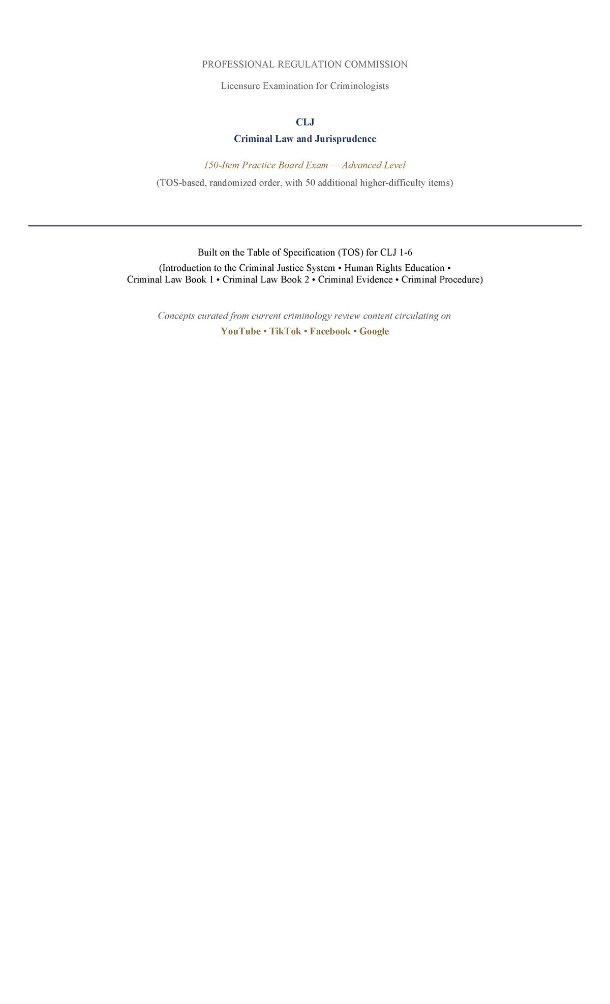 CLJ 150 Item Practice Board Exam for Criminologists (Advanced Level ...