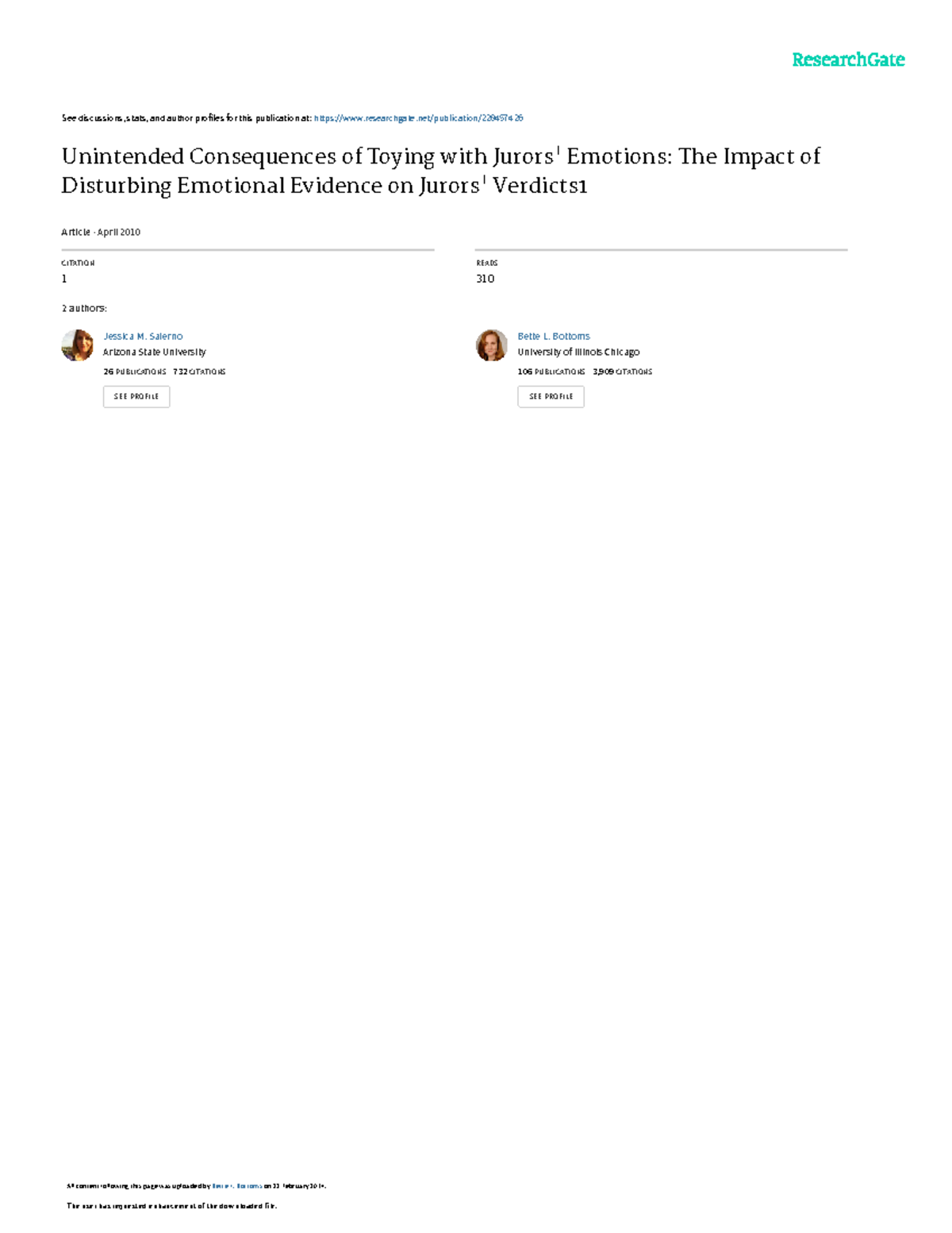 Unintended Consequences of Jurors' Emotional Reactions to Evidence ...