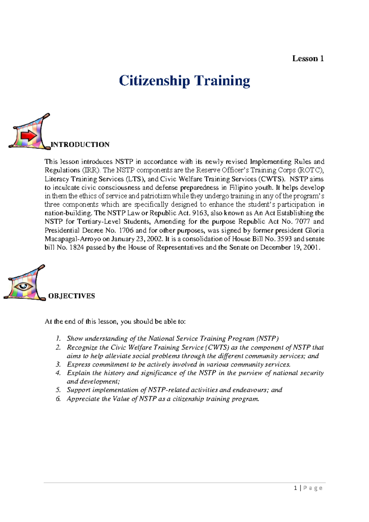 CWTS Module Lesson 1 4 - CWTS - Lesson 1 Citizenship Training ...