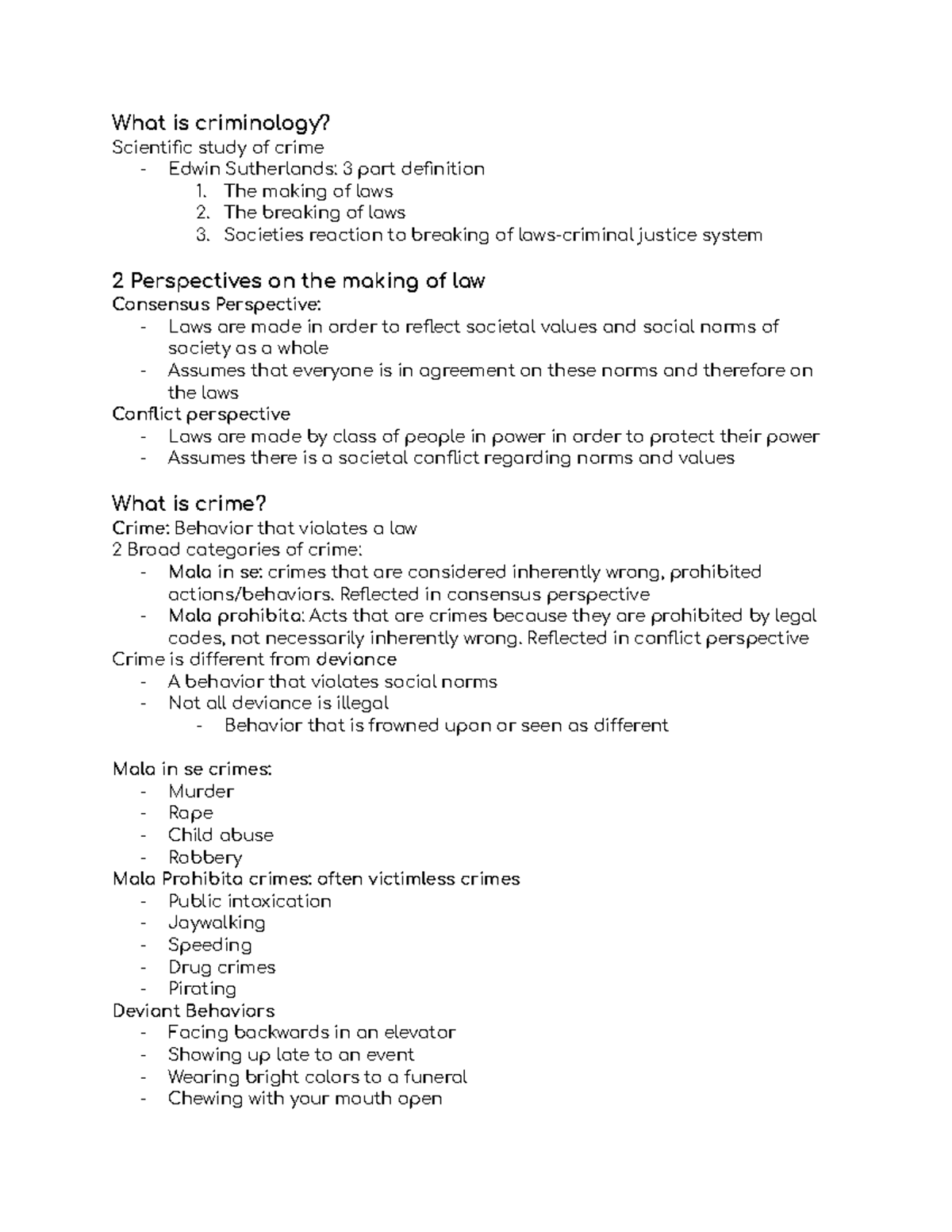 Criminology Overview and Key Theories: CCJS Study Notes - Studocu