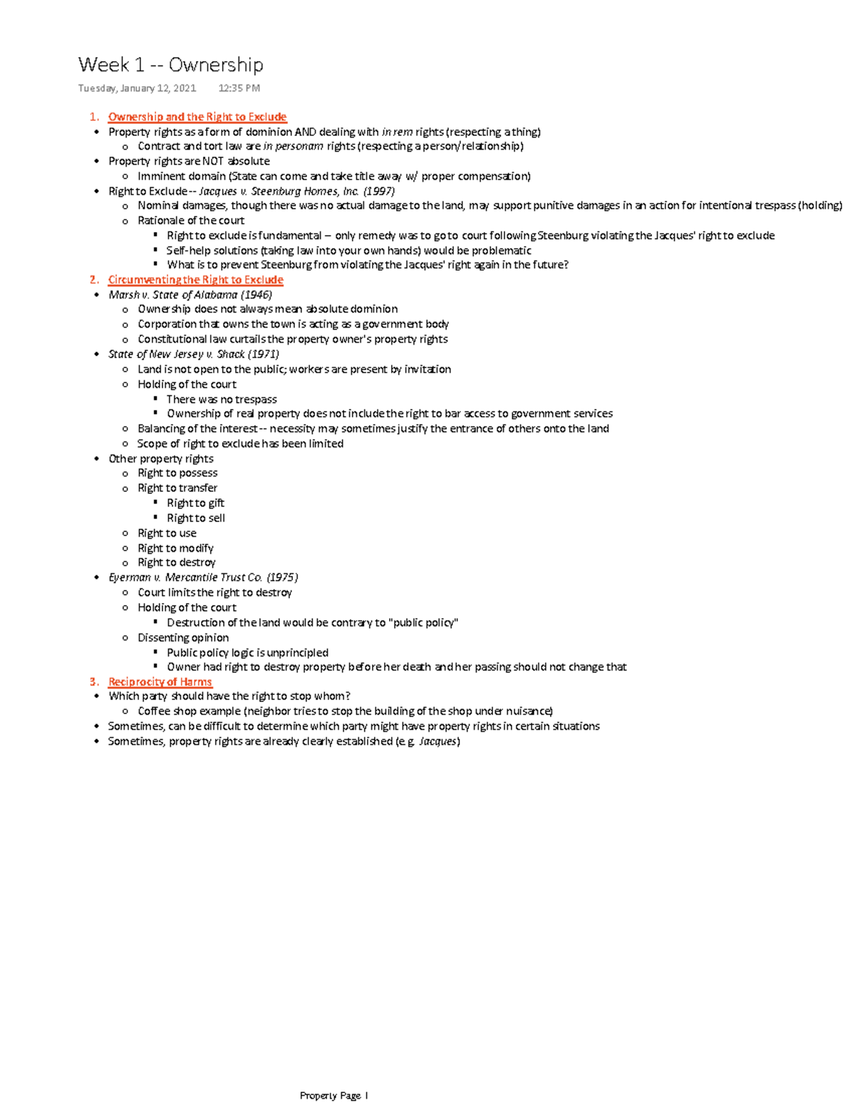 Property Law Lecture Notes - Course Code: LAW101 - Comprehensive ...