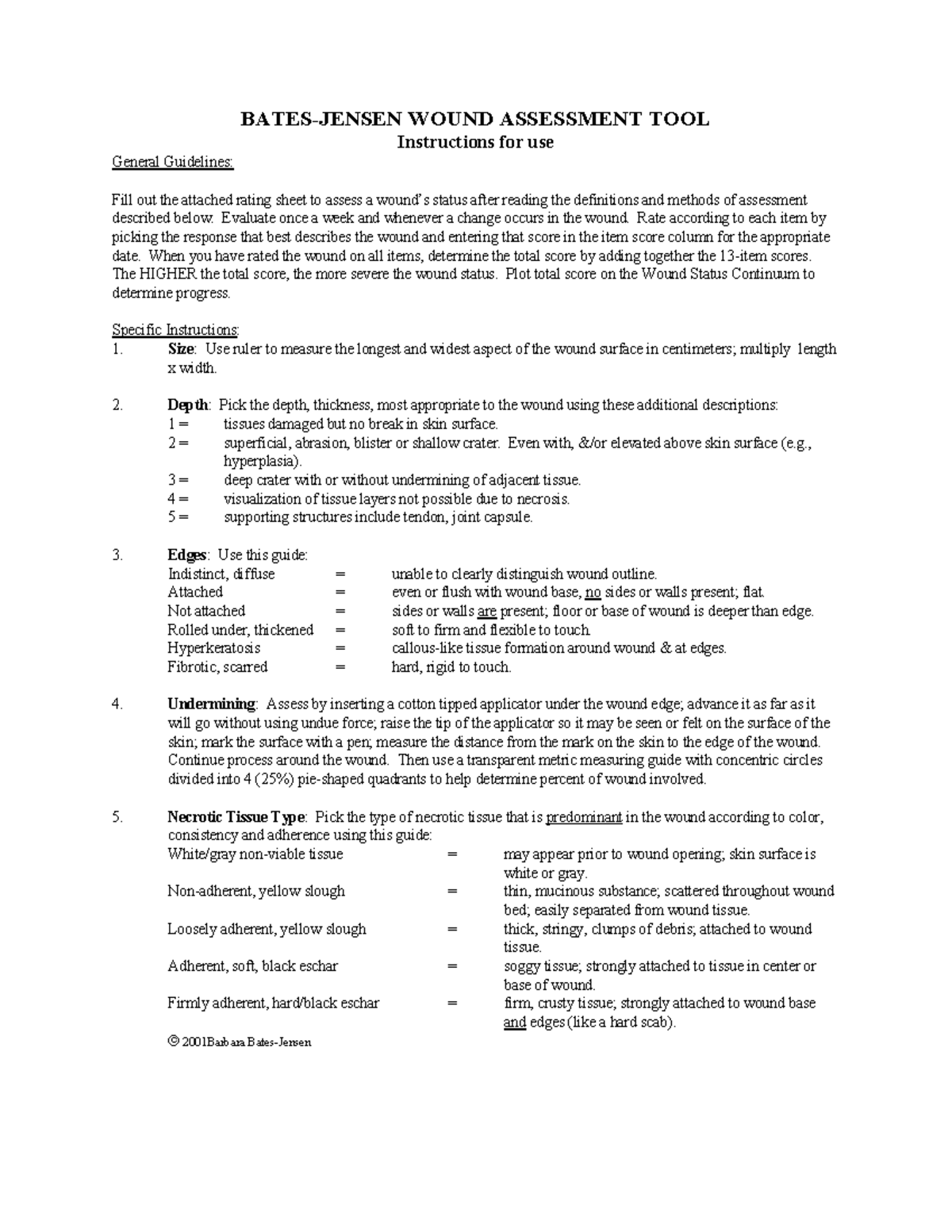 BWAT Wound Assessment Tool: Guidelines for Effective Use - Studocu