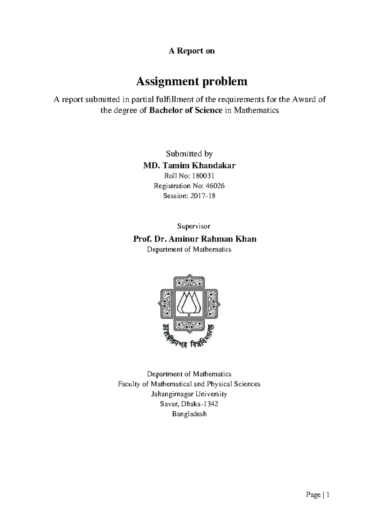 A report on assignment problems - A Report on Assignment problem A ...