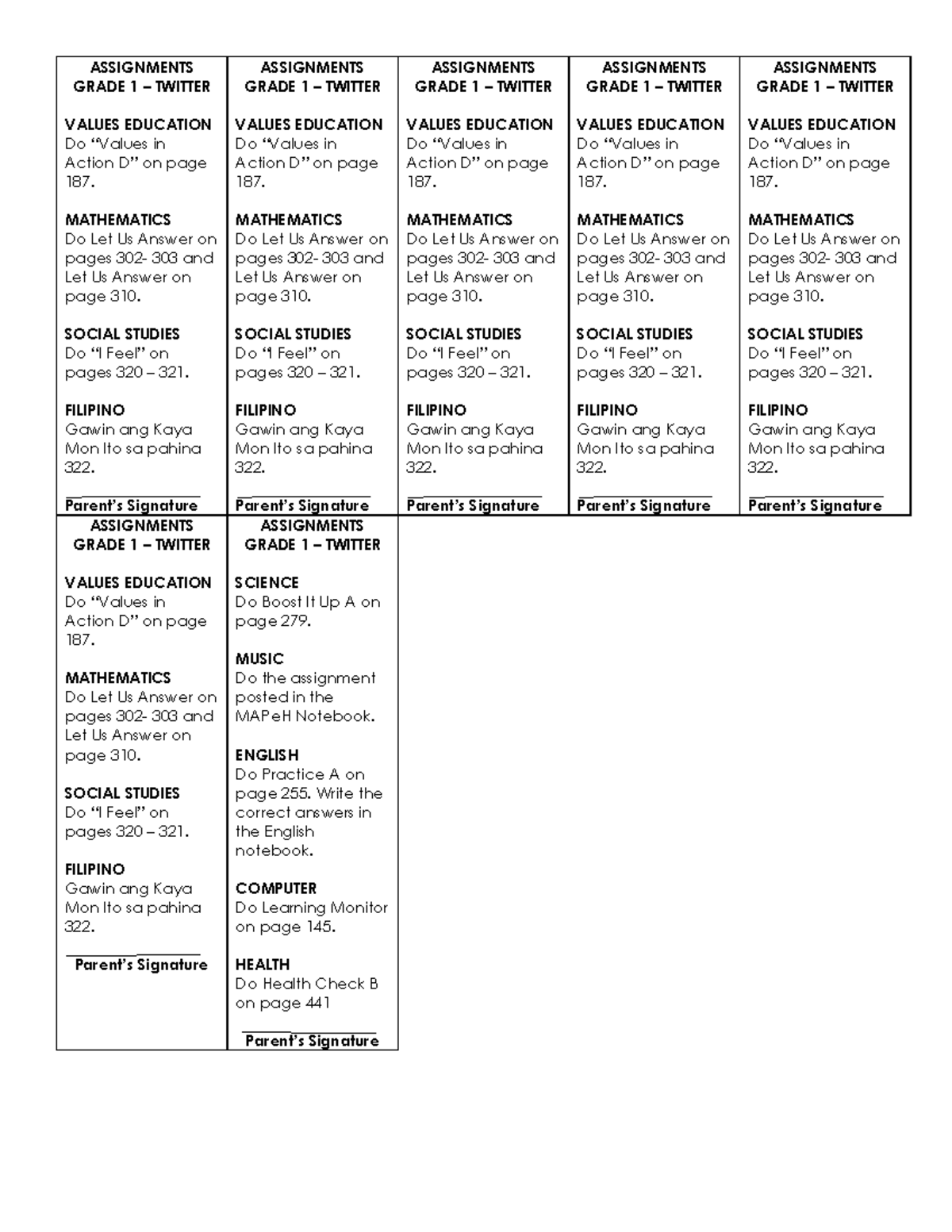 Assignments WEEK 19 - gcf - ASSIGNMENTS GRADE 1 – TWITTER VALUES ...