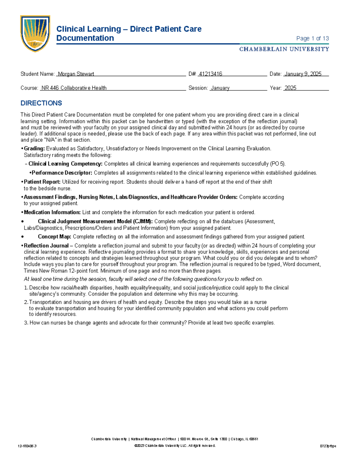Level 4 DPCD - Great Clinical info - Documentation Chamberlain ...