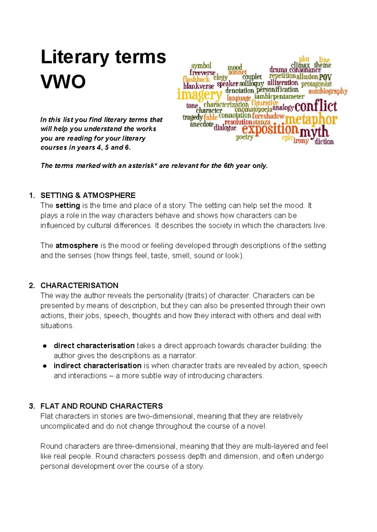 Literary Terms for VWO: Key Concepts and Definitions - Studeersnel